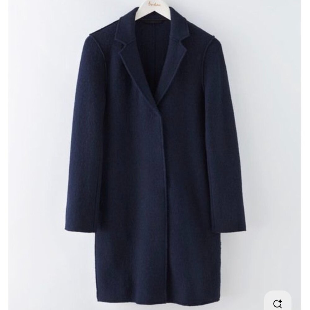 Boden Sally Boiled Wool Overcoat, Navy Blue, Size 4